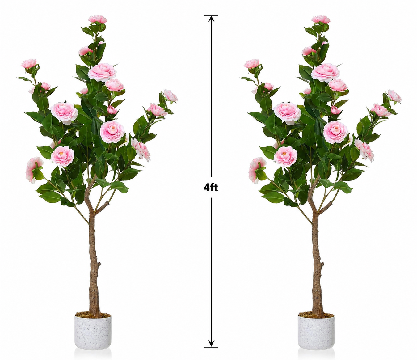 2 Faux Tree With Pink Flowers 4ft Tall