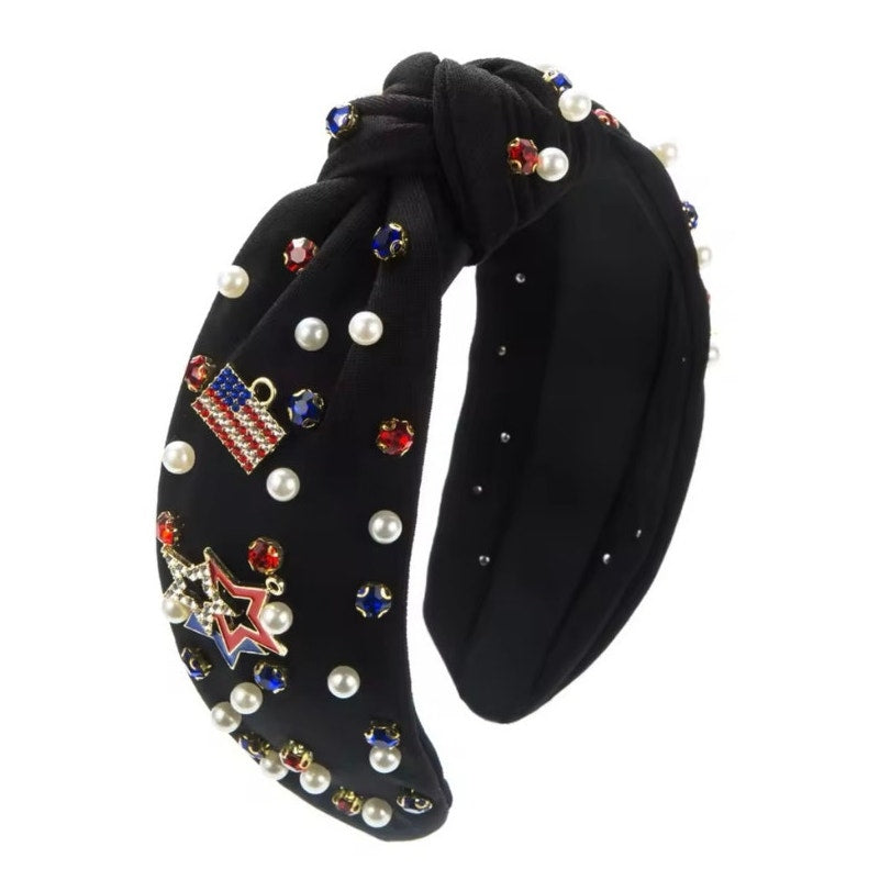 Jeweled Red White and Blue Headband Rhinestones
