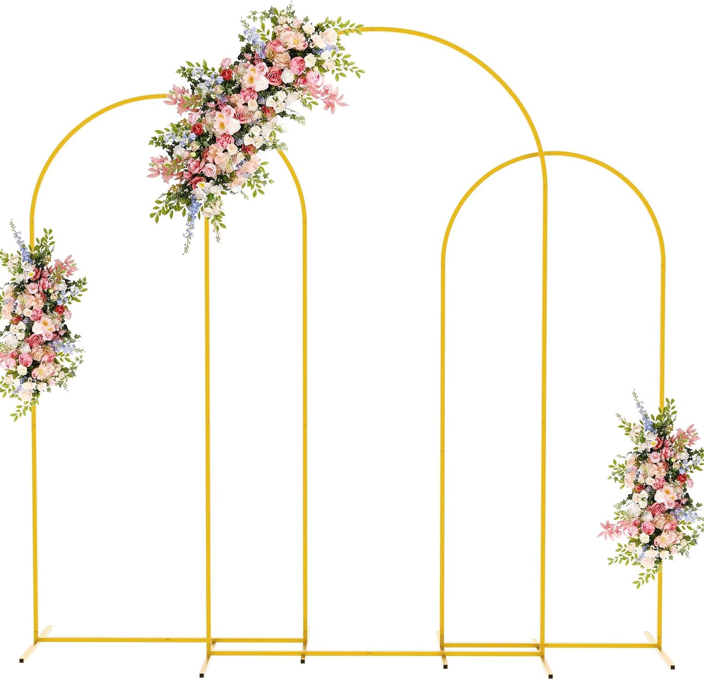 Gold Metal Arch Backdrop Stand Set of 3 7.2FT & 6.6FT & 6FT