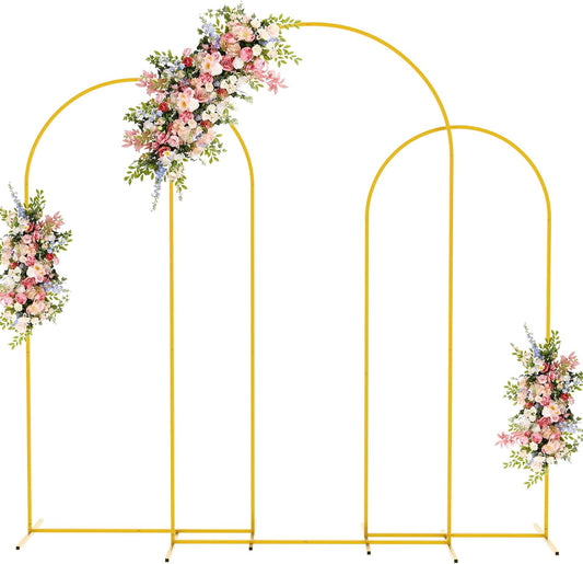 Gold Metal Arch Backdrop Stand Set of 3 7.2FT & 6.6FT & 6FT