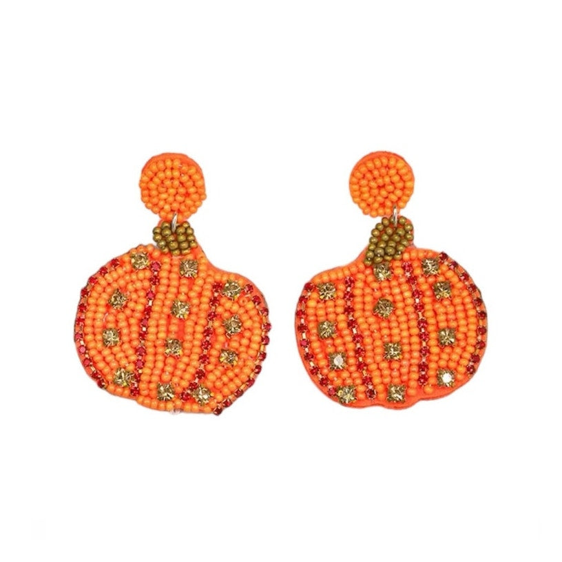 Beaded Pumpkin Earrings