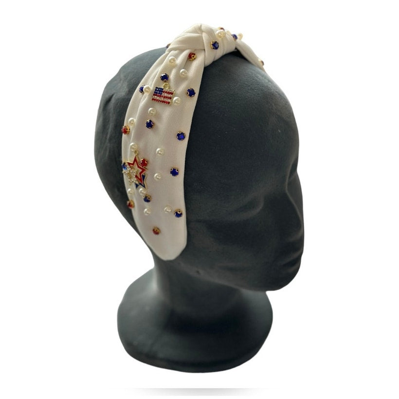 Jeweled Red White and Blue Headband Rhinestones