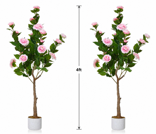 2 Faux Tree With Pink Flowers 4ft Tall